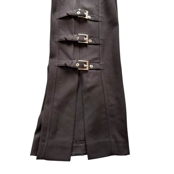 Escada Vintage Y2K  Black Wool Split Leg with Buckle Detail Front Zip Women's - Picture 11 of 16